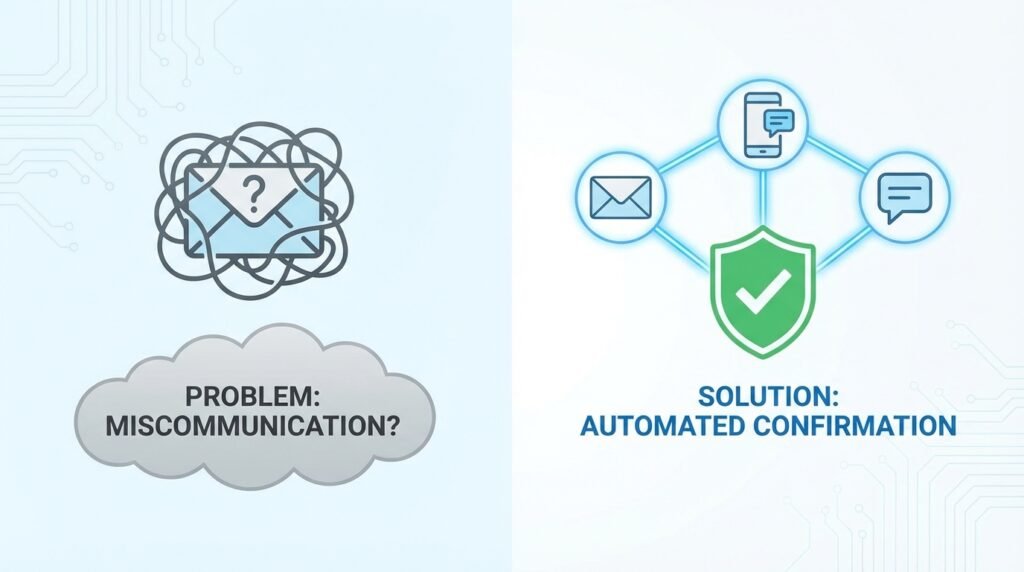 Problem: Miscommunication? Solution: Automated Multi-Channel Confirmation
