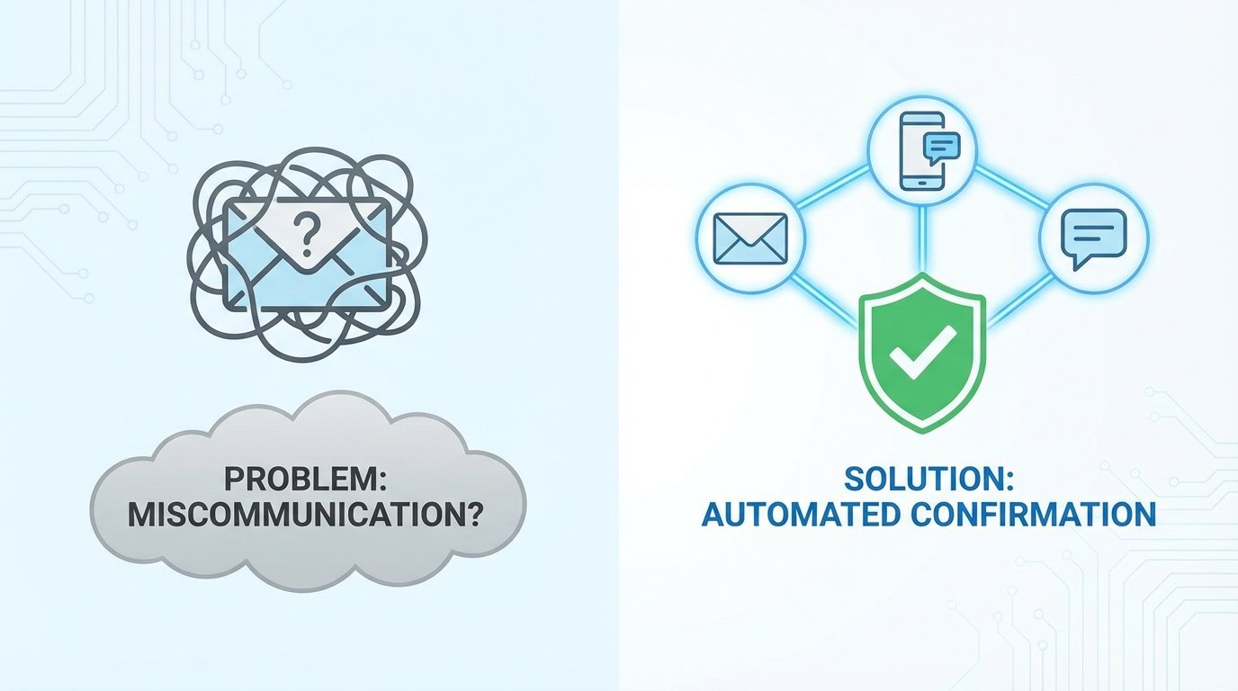 Problem: Miscommunication? Solution: Automated Multi-Channel Confirmation
