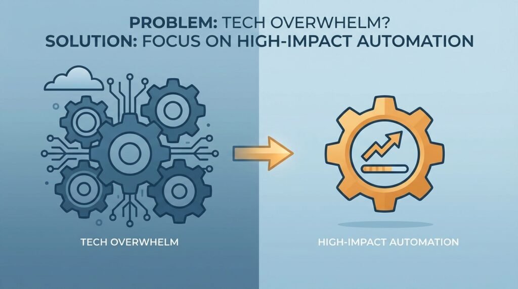 Problem: Tech Overwhelm? Solution: Focus on High-Impact Automation