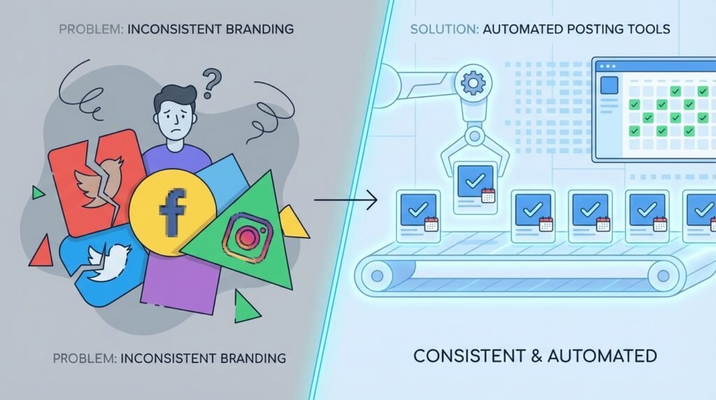 Problem: Inconsistent Branding? Solution: Automated Social Posting Tools